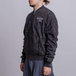 CHEST RETRO WASHED SWEAT BOMBER JACKET 2