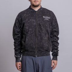 CHEST RETRO WASHED SWEAT BOMBER JACKET-Barbati