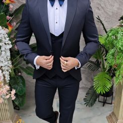 Costum bleumarin NASMIRE Sacou Pantalon Vesta si Papion C4923 4