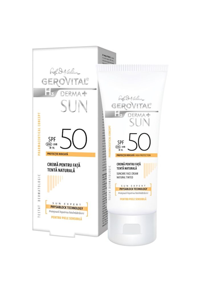 Crema pentru fata H3 Derma+ Sun - cu SPF 50 - tenta naturala - 50 ml-FEMEI-GENTI SI ACCESORII/Produse cosmetice