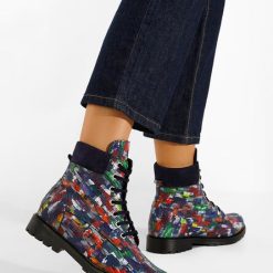 Ghete dama piele multicolore Pantonia-Ghete dama piele-Bocanci Dama piele