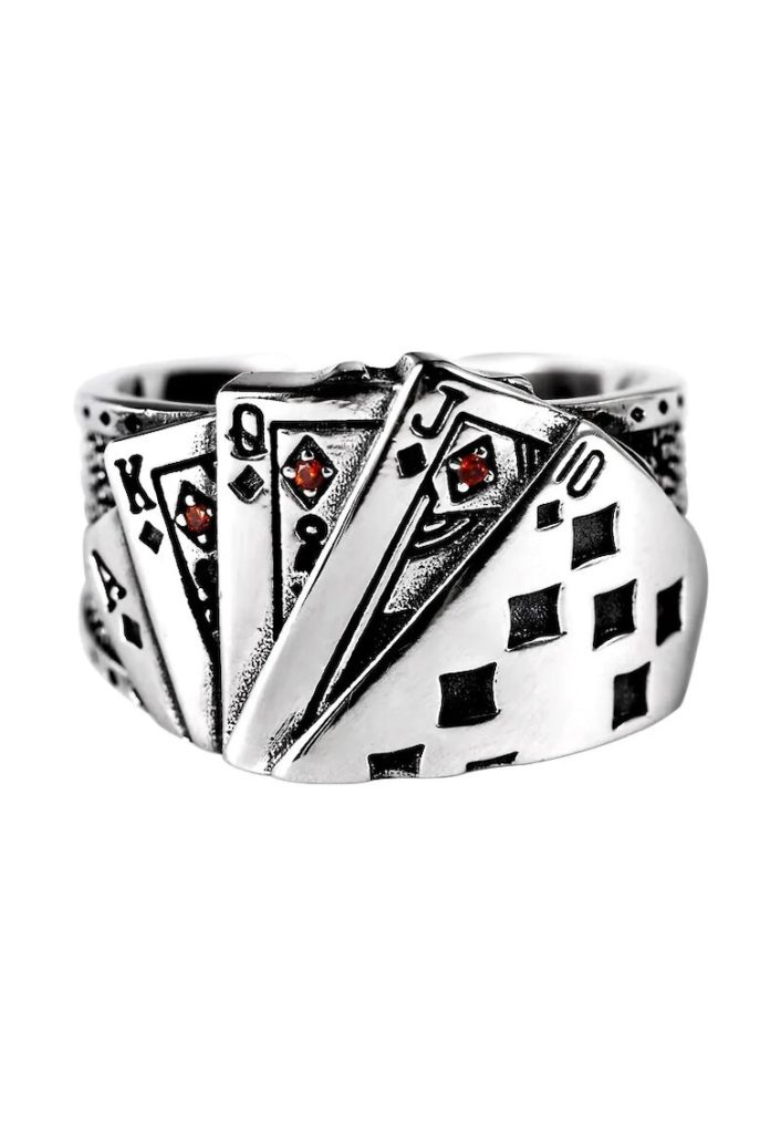 Inel norocos - model poker - tematica lucky gambler - reglabil - marime universala - unisex - EFAYN-FEMEI-