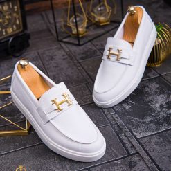 Mocasini de barbati casual albi talpa inalta ultra usoara – AD649 4