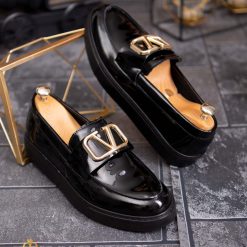 Mocasini de barbati casual negri lacuiti talpa inalta ultra usoara – AD700 4