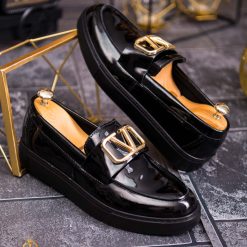 Mocasini de barbati casual negri lacuiti talpa inalta ultra usoara – AD700 5