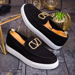 Mocasini de barbati casual negri talpa alba ultra usoara – AD705 4