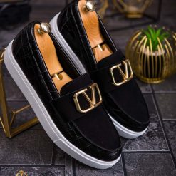 Mocasini de barbati casual negri talpa alba ultra usoara – AD706 3