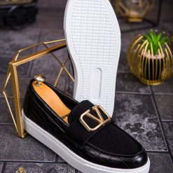 Mocasini de barbati casual negri talpa alba ultra usoara – AD706 4