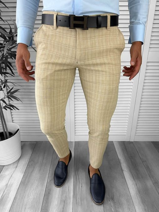 Pantaloni barbati eleganti bej 12735 D4-4.4-Pantaloni > Pantaloni eleganti