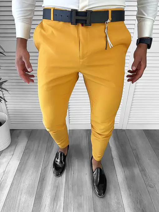 Pantaloni barbati eleganti mustar B1734 F4-5.1/ 68-1.5 ~-Pantaloni > Pantaloni eleganti