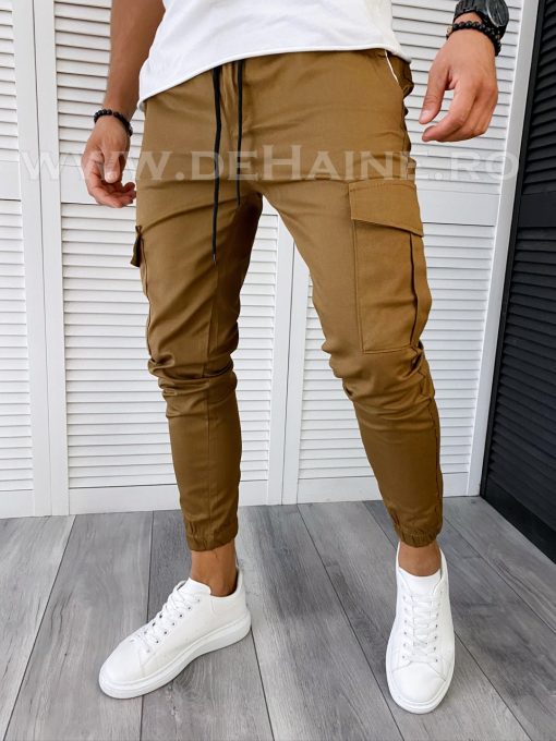 Pantaloni barbati maro casual CU MIC DEFECT DEF6051 P19-7-Pantaloni > Pantaloni casual