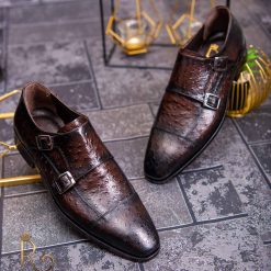 Pantofi Loafers de barbati din piele naturala Maro cu model P1598 2