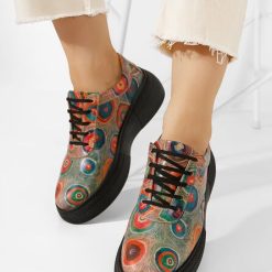 Pantofi casual dama piele Delisa V4 multicolori-Pantofi dama casual-Sneakers cu platforma