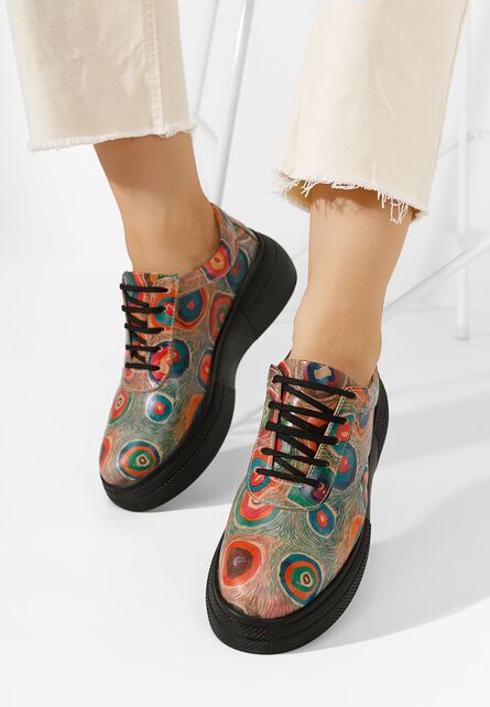 Pantofi casual dama piele Delisa V4 multicolori-Pantofi dama casual-Sneakers cu platforma