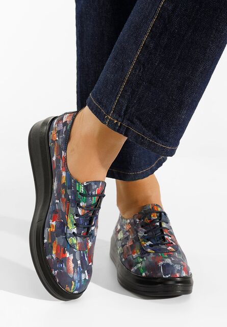 Pantofi casual dama piele Elma multicolori V2-Pantofi cu platforma-Pantofi dama casual