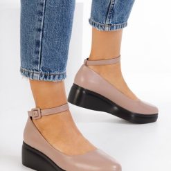 Pantofi cu talpa ortopedica Evelyne roz-Pantofi cu platforma-Pantofi cu platforma