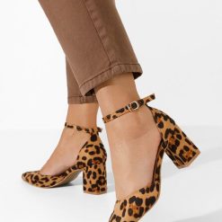 Pantofi cu toc Lenasia leopard-Pantofi cu toc gros-Pantofi cu toc gros