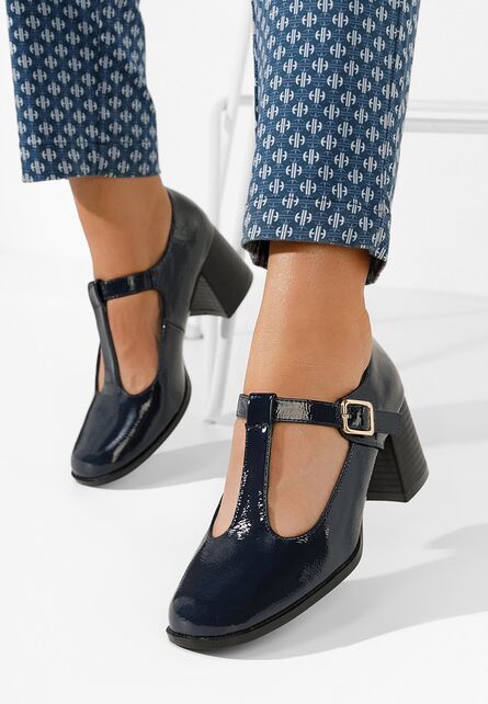 Pantofi cu toc mediu Vesita navy-Pantofi cu toc gros-Pantofi cu toc gros