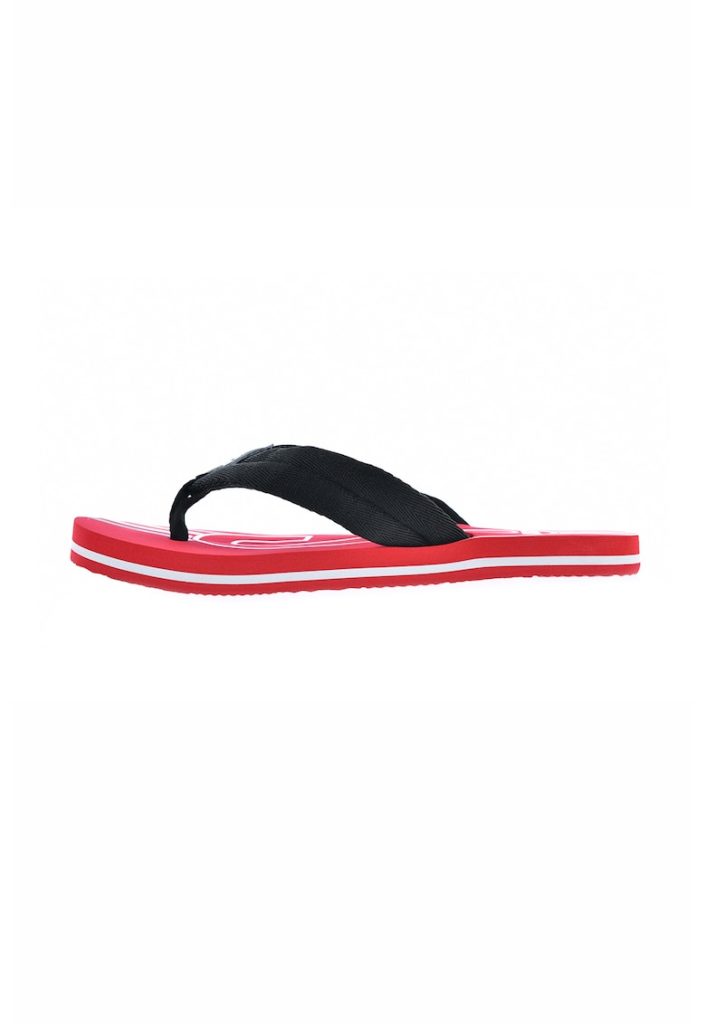 Papuci flip-flop din material textil cu logo-FEMEI-INCALTAMINTE/Papuci