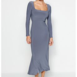 Rochie midi cu decolteu patrat-FEMEI-IMBRACAMINTE/Rochii