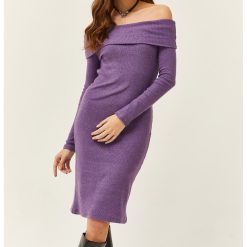 Rochie midi cu decolteu pe umeri-FEMEI-IMBRACAMINTE/Rochii