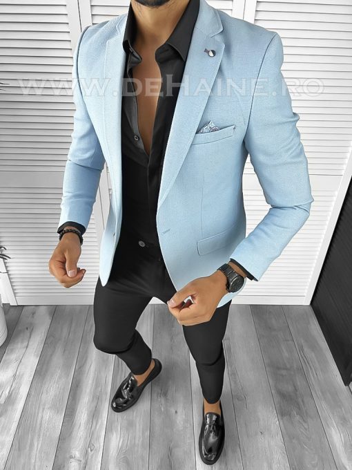 Sacou barbati blue slim fit B8286 P19-5.3-Sacouri barbati