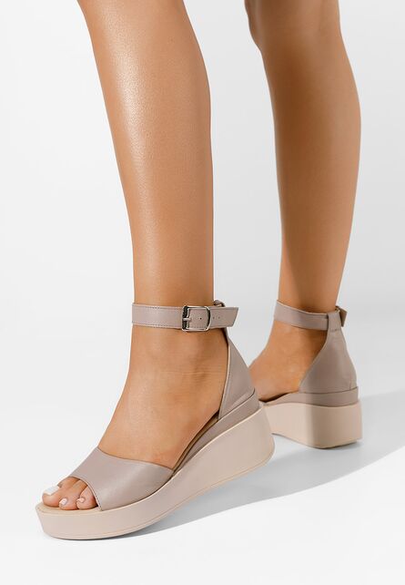 Sandale cu platformă piele Salegia gri-Sandale cu platforma-Sandale piele