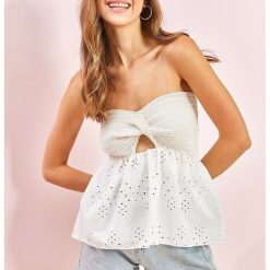 Top peplum cu dantela Sangallo-FEMEI-IMBRACAMINTE/Bluze