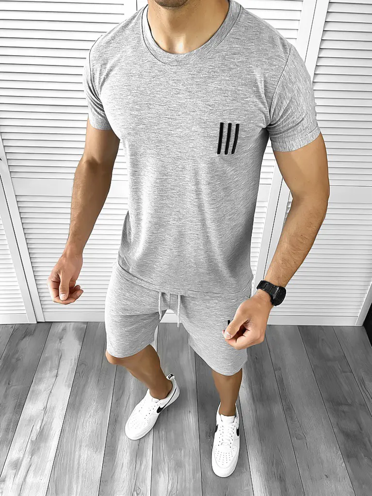 Trening barbati gri deschis pantaloni + tricou 10588 31-4-Camasi barbati > Compleuri vara