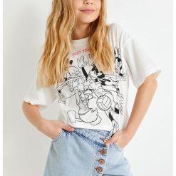 Tricou crop cu personaje Disney-FETE-IMBRACAMINTE/Tricouri si maiouri