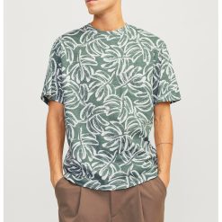 Tricou cu decolteu la baza gatului si model tropical-BARBATI-IMBRACAMINTE/Tricouri si maiouri