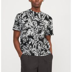 Tricou cu decolteu la baza gatului si model tropical-BARBATI-IMBRACAMINTE/Tricouri si maiouri