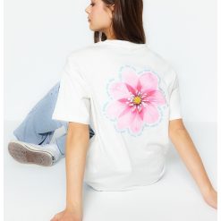 Tricou cu maneci drop si imprimeu floral-FEMEI-IMBRACAMINTE/Tricouri si maiouri