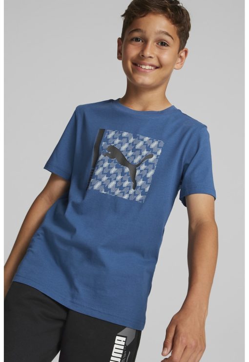Tricou de bumbac cu imprimeu logo pentru antrenament-BAIETI-IMBRACAMINTE/Tricouri si maiouri
