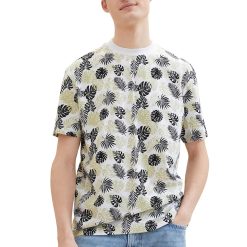 Tricou de bumbac cu model tropical-BARBATI-IMBRACAMINTE/Tricouri si maiouri