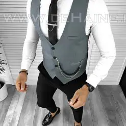 Vesta barbati eleganta gri B8192 141-6 E-Veste > Veste barbati elegante