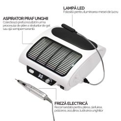 Aparat Manichiura 3 in 1 Aspirator Freza Lampa LED Iluminat LUXORISE 7