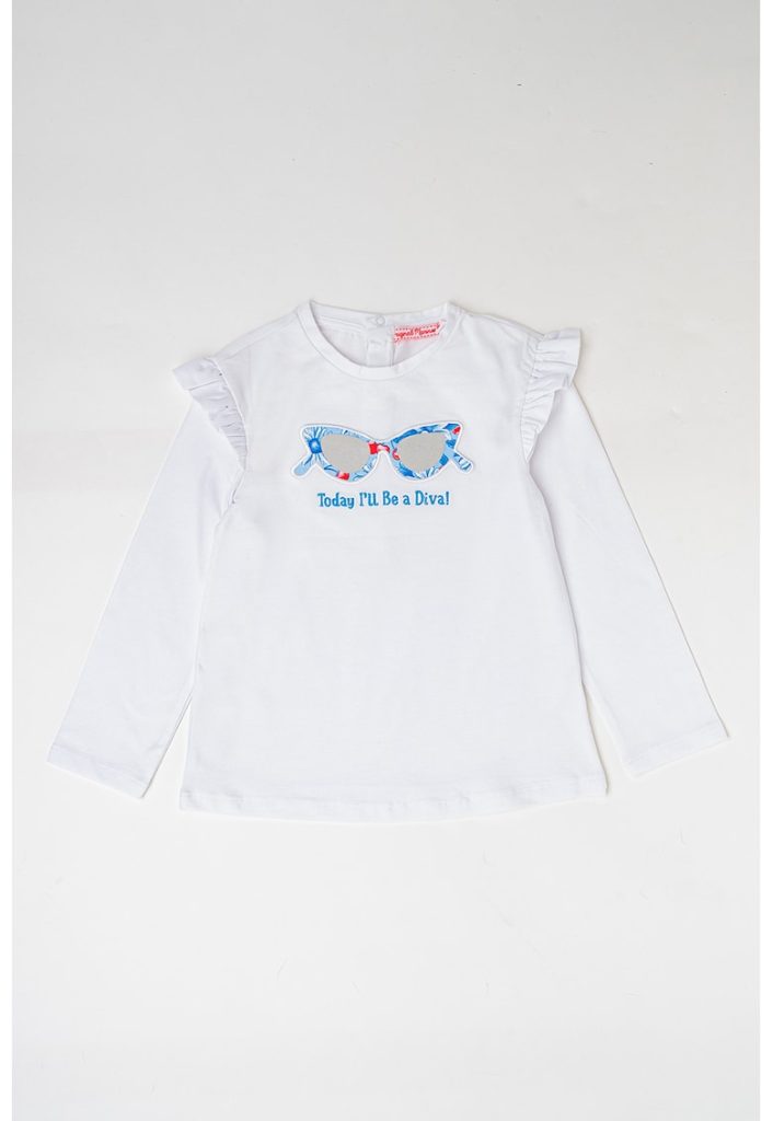 Bluza din amestec de bumbac cu volane-FETE-IMBRACAMINTE/Bluze