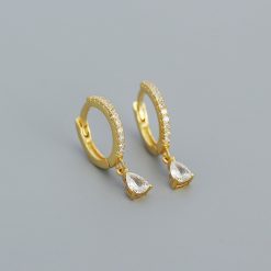 Cercei din argint Golden Studded Hoops-Cercei >> Cercei din argint