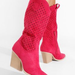 Cizme cowboy damă Sephora fucsia-Cizme cowboy dama-Cizme cu toc