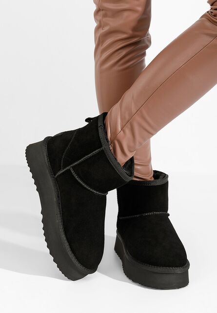 Cizme tip ugg Diorela negre-Cizme dama piele-Cizme tip UGG