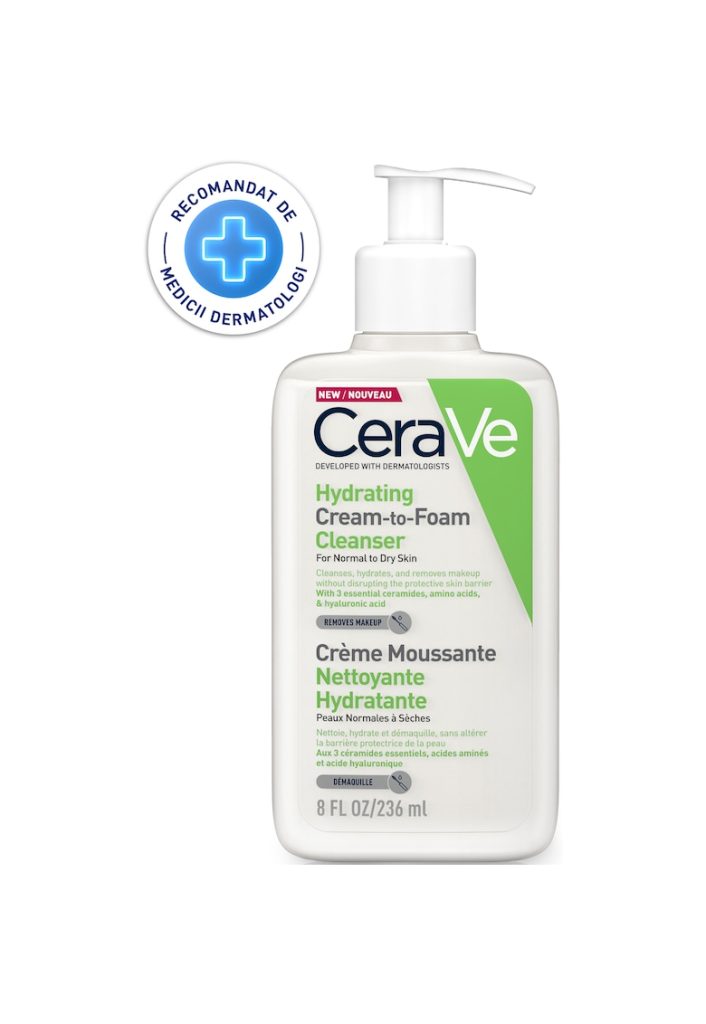 Crema de curatare spumanta si hidratanta pentru fata - cu ceramide si acid hialuronic - ten nomal-uscat - 236 ml-FEMEI-