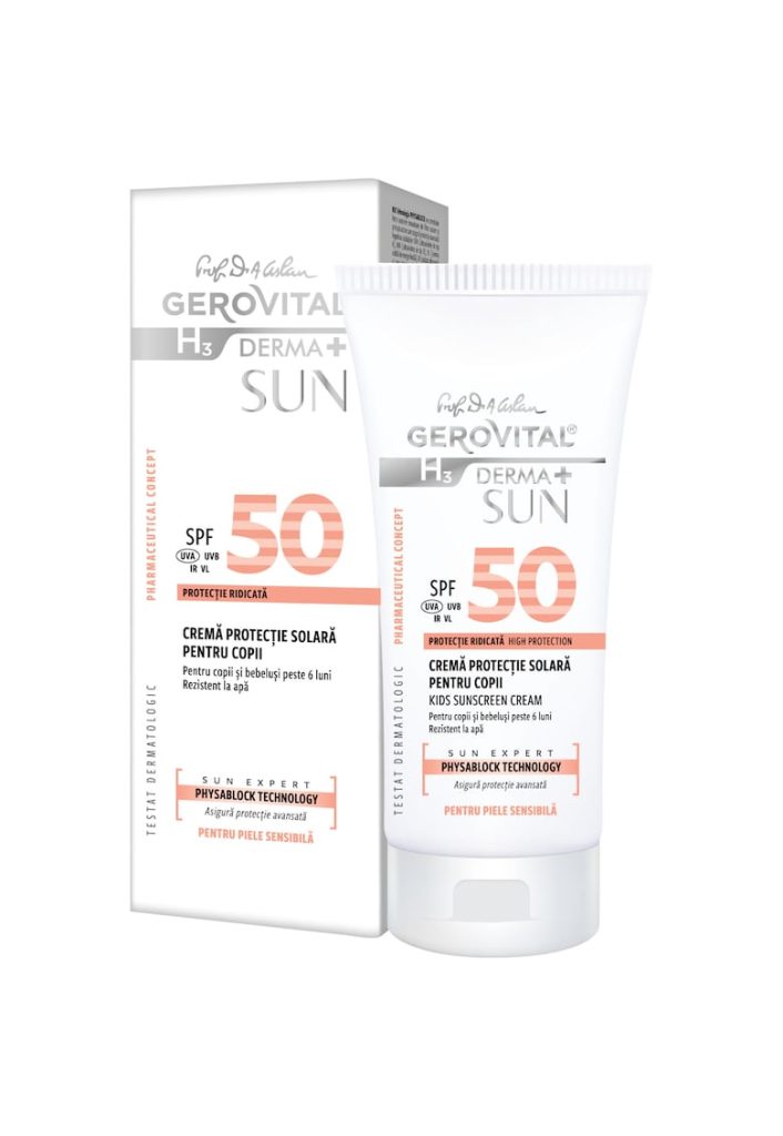 Crema protectie solara pentru copii H3 Derma+ Sun - cu SPF 50 - 100 ml-FETE-GENTI SI ACCESORII/Produse cosmetice