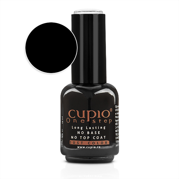 Gel Lac 3 in 1 Cupio One Step Black 15ml - R001-Oje Semipermanente 3 in 1-ONE STEP