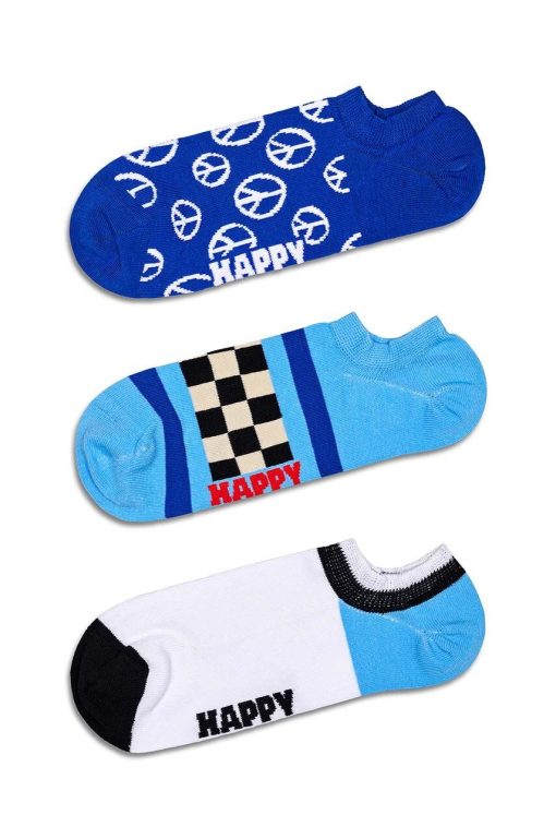 Happy Socks sosete Blue Peace No Show Socks 3-pack-Şosete