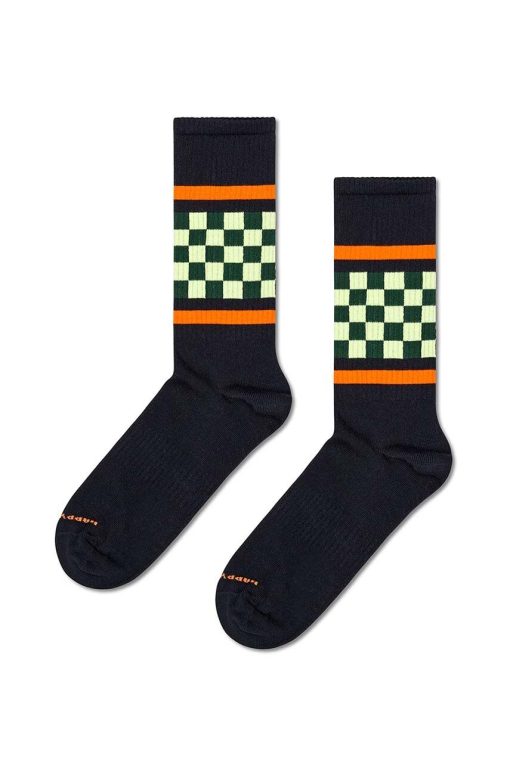 Happy Socks sosete Checked Stripe Sneaker Sock culoarea negru