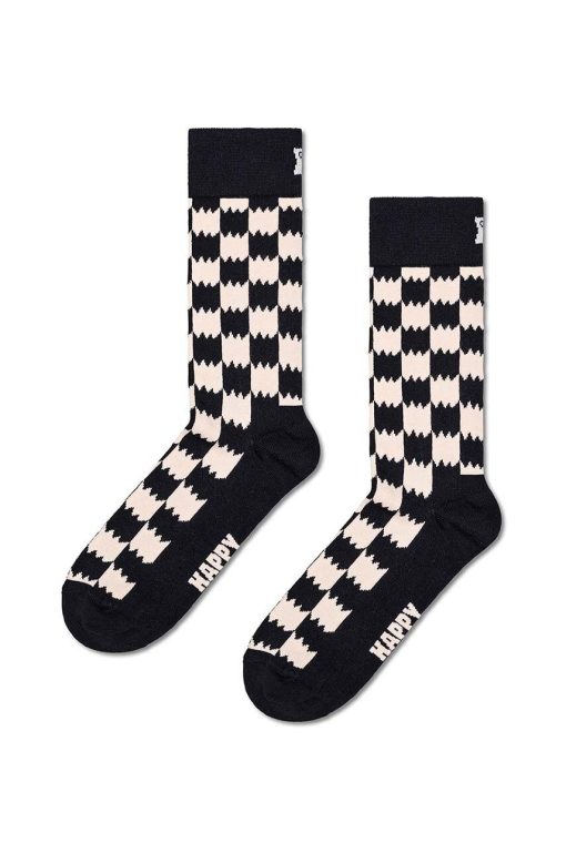 Happy Socks sosete Dizzy Check Sock culoarea negru