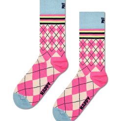 Happy Socks sosete Mixed Argyle Sock culoarea roz