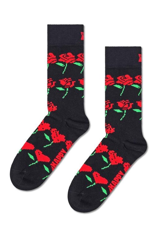 Happy Socks sosete Rose Hearts Sock culoarea negru