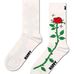 Happy Socks sosete Rose Sock culoarea alb